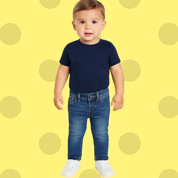 George Toddler Boy’s Blue Stretch Jeans – Size 2T Adjustable Waist Denim - Picture 1 of 7